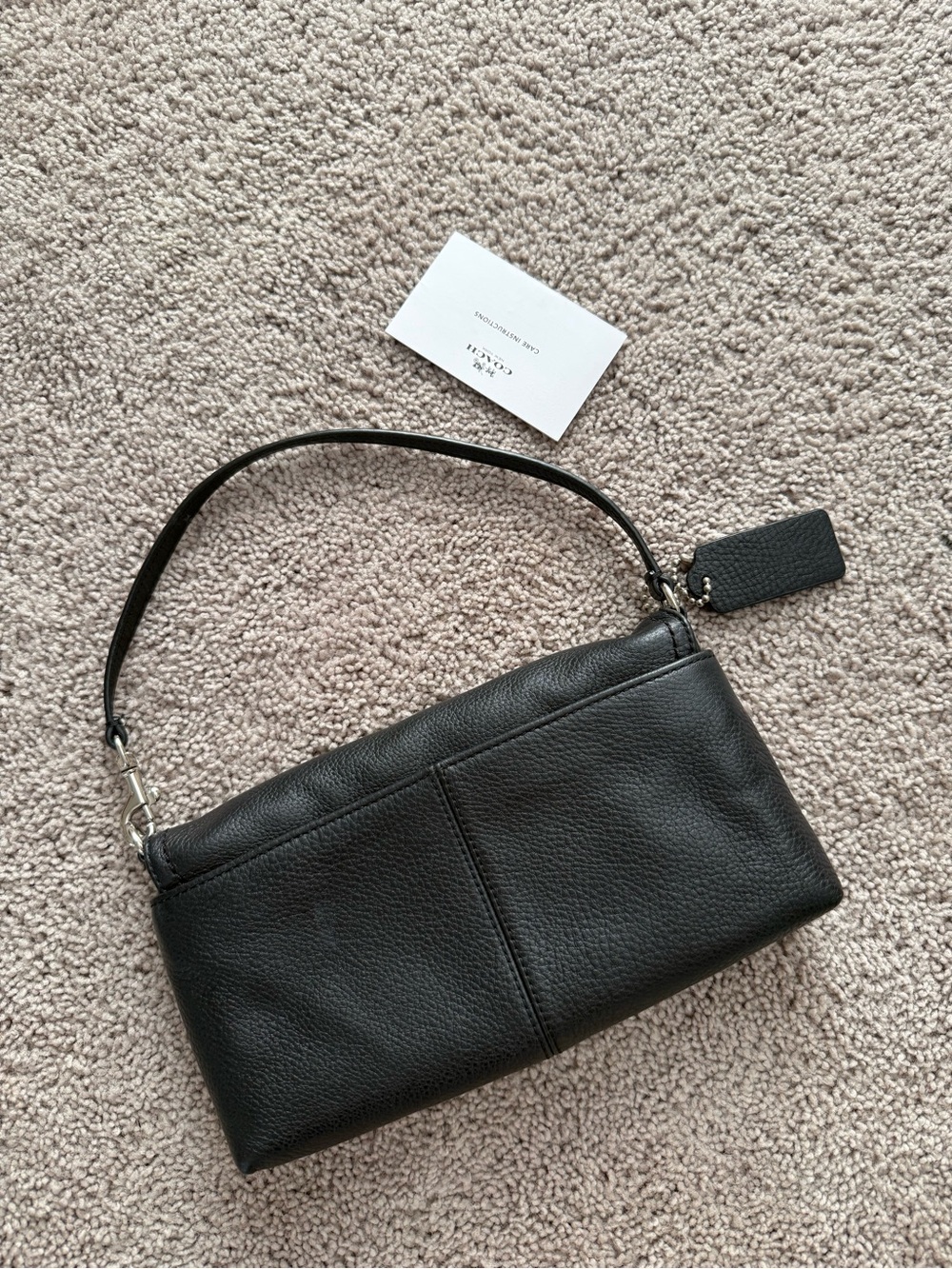 Coach Black Pebbled Leather Wristlet Shoulder Bag - Picture 2 of 7